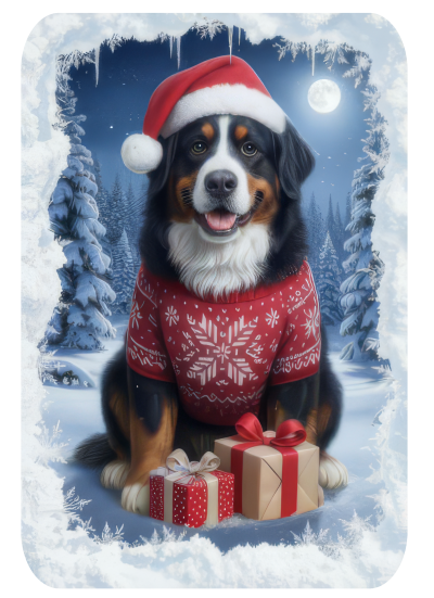 Vánoční tričko dámské  se Bernským salašnickým psem1